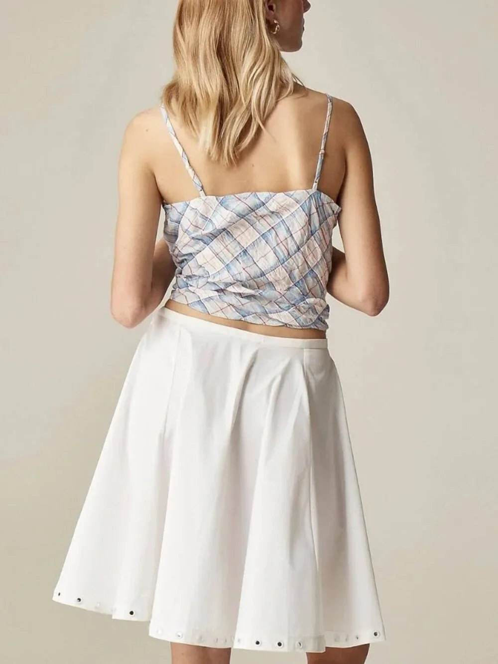 J. Crew Circle Skirt w Mirror Embellishments White SZ XLG Coastal Nautical NWT